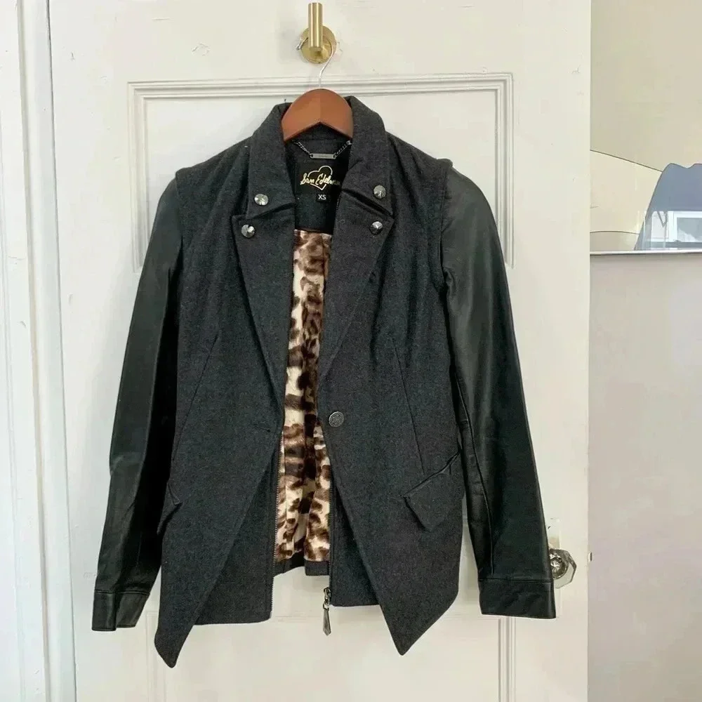 Sam Edelman Faux Leather Sleeve Spring Jacket - Picture 3 of 11
